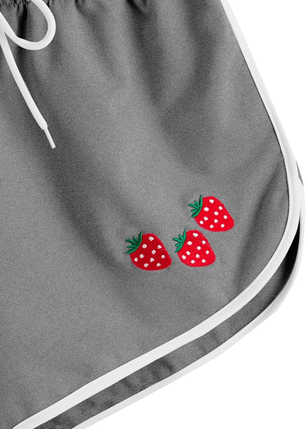 SweatyRocks Women's High Waist Lounge Cute Strawberry Embroidery Drawstring Waist Workout Sweat Shorts