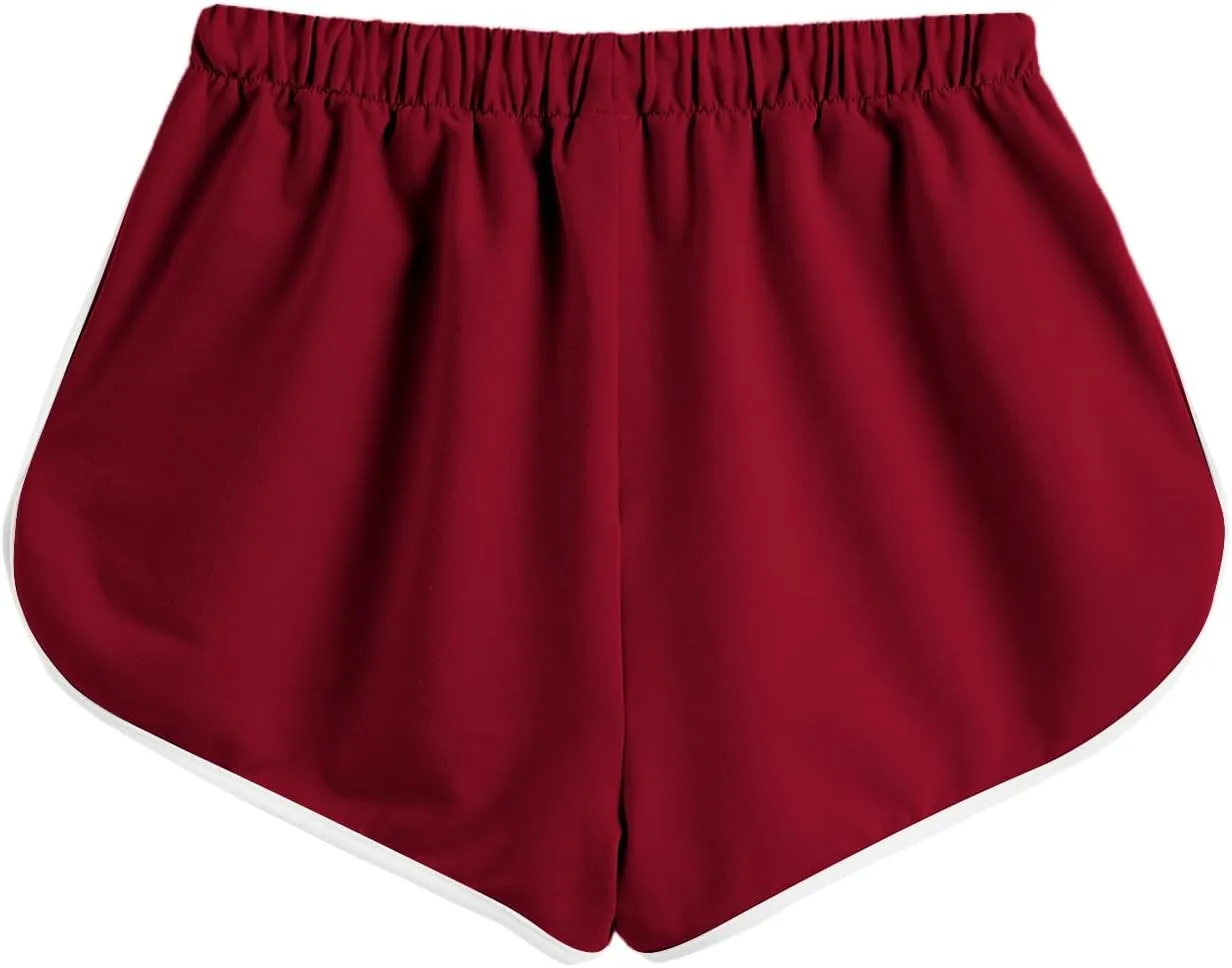 SweatyRocks Women's High Waist Lounge Cute Strawberry Embroidery Drawstring Waist Workout Sweat Shorts