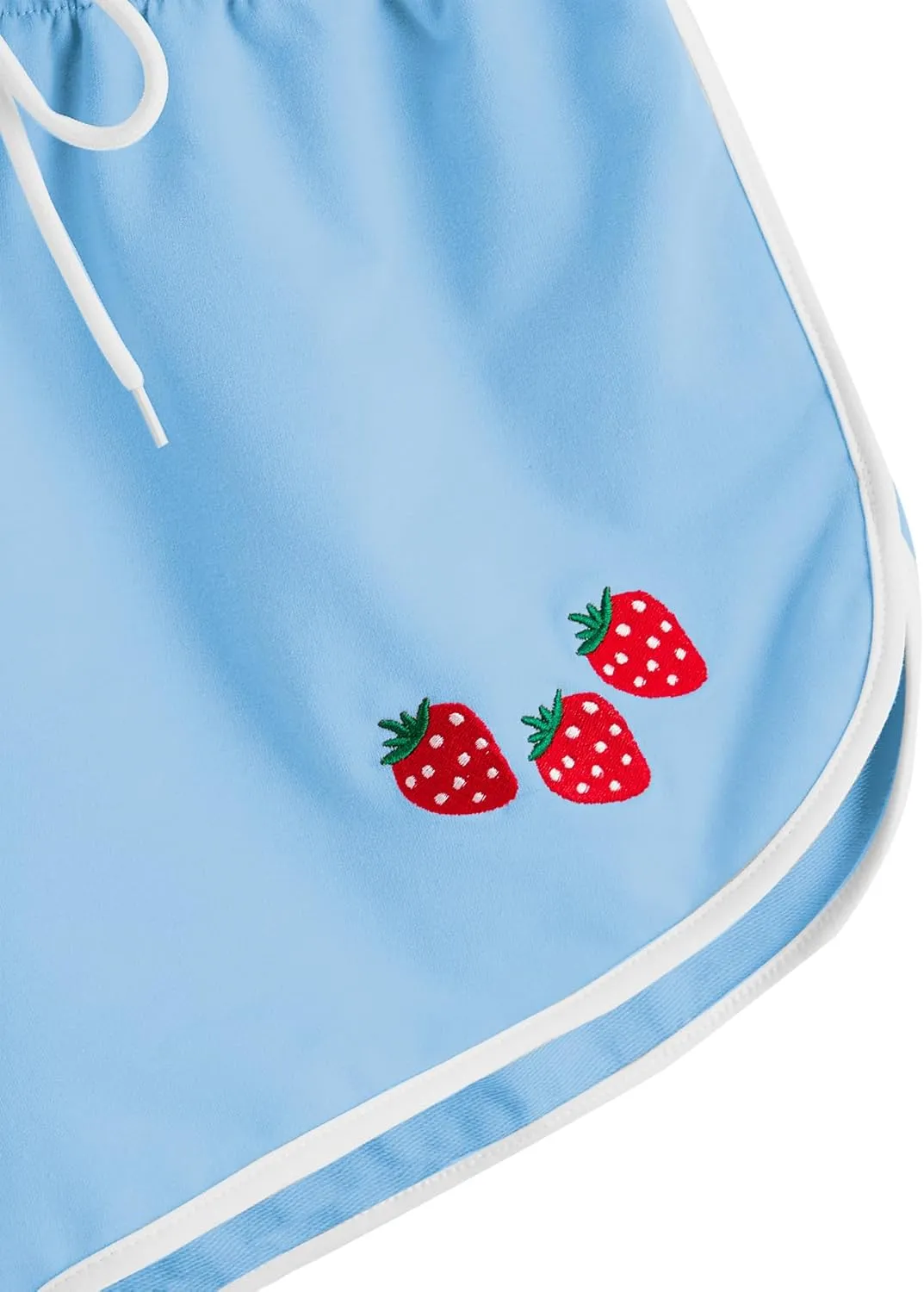 SweatyRocks Women's High Waist Lounge Cute Strawberry Embroidery Drawstring Waist Workout Sweat Shorts
