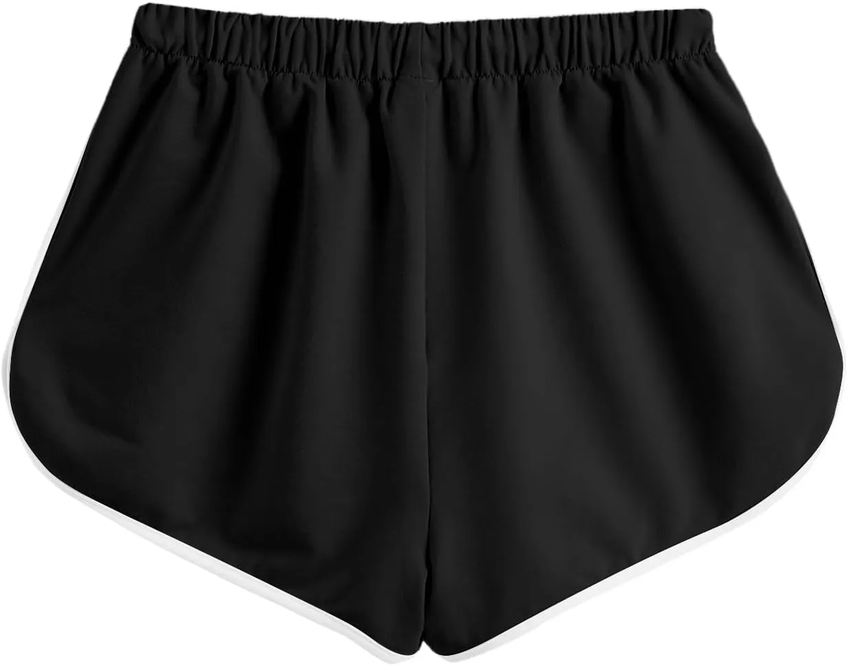SweatyRocks Women's High Waist Lounge Cute Strawberry Embroidery Drawstring Waist Workout Sweat Shorts