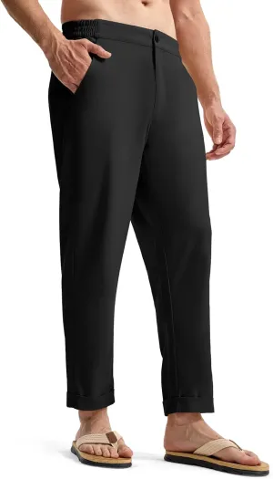 TBMPOY Men’s Linen Pants Casual Lightweight Beach Summer Pants Elastic Waist Slim Fit Trousers
