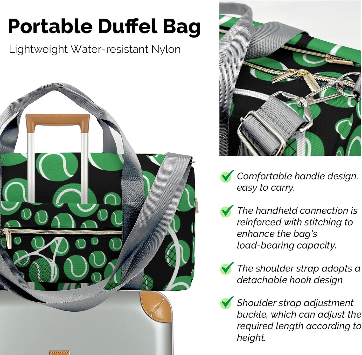 Tennis Clover Sport Gym Waterproof Travel Duffel Bag for Men and Women with Shoe Compartment