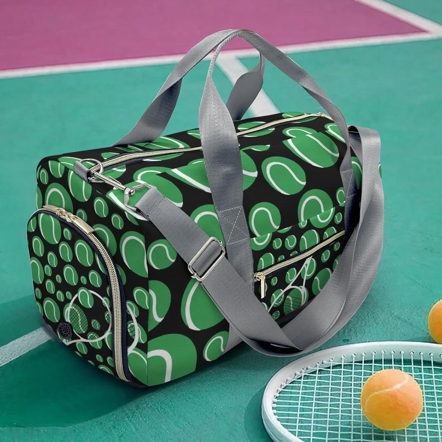 Tennis Clover Sport Gym Waterproof Travel Duffel Bag for Men and Women with Shoe Compartment