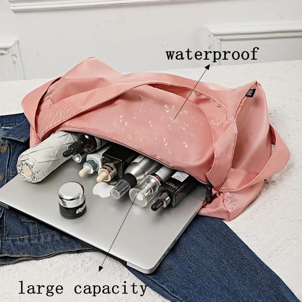 Travel Duffle Bags for Women & Men Waterproof Weekender Overnight Bag with Shoe Compartment Mujer Lightweight Gym Bag, Pink, Casual