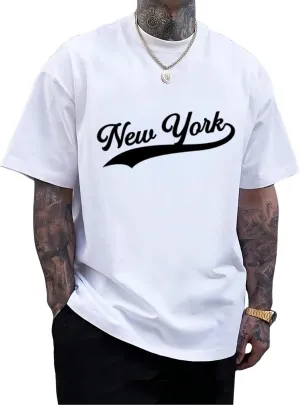 Verdusa Men's Casual Oversized T Shirts Summer Round Neck Short Sleeve Basic Tee Tops