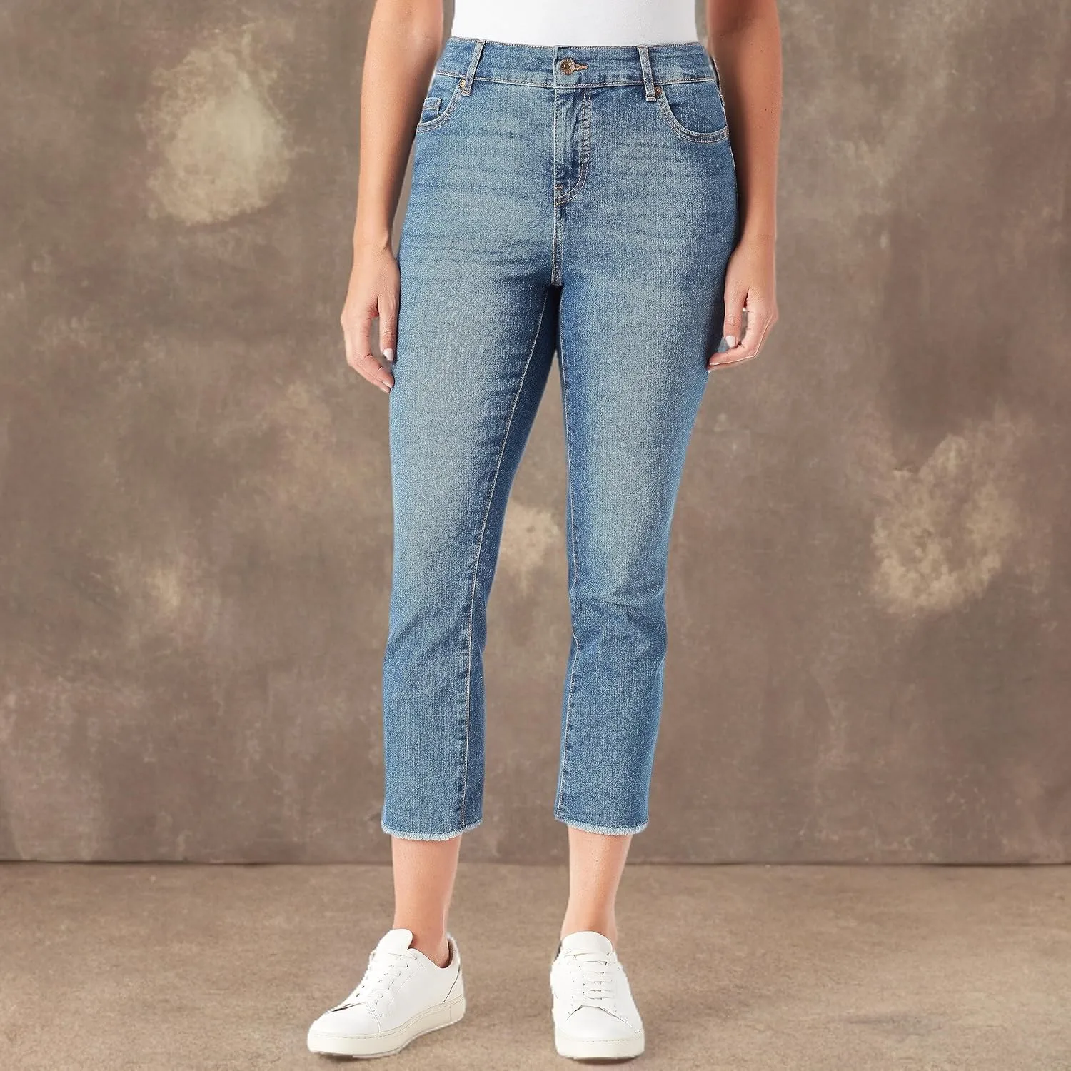Vintage America Blues Women's Petite Boho Slim Stretch Denim Capri