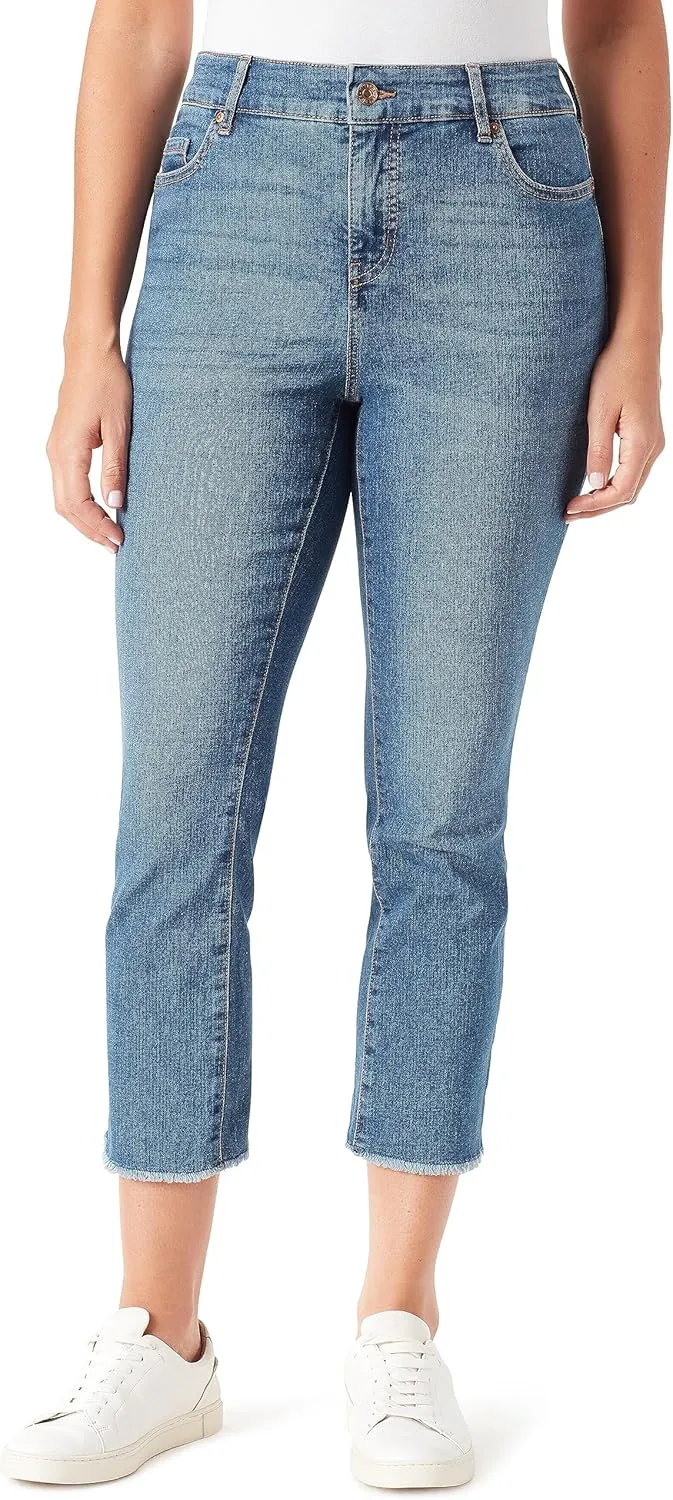 Vintage America Blues Women's Petite Boho Slim Stretch Denim Capri