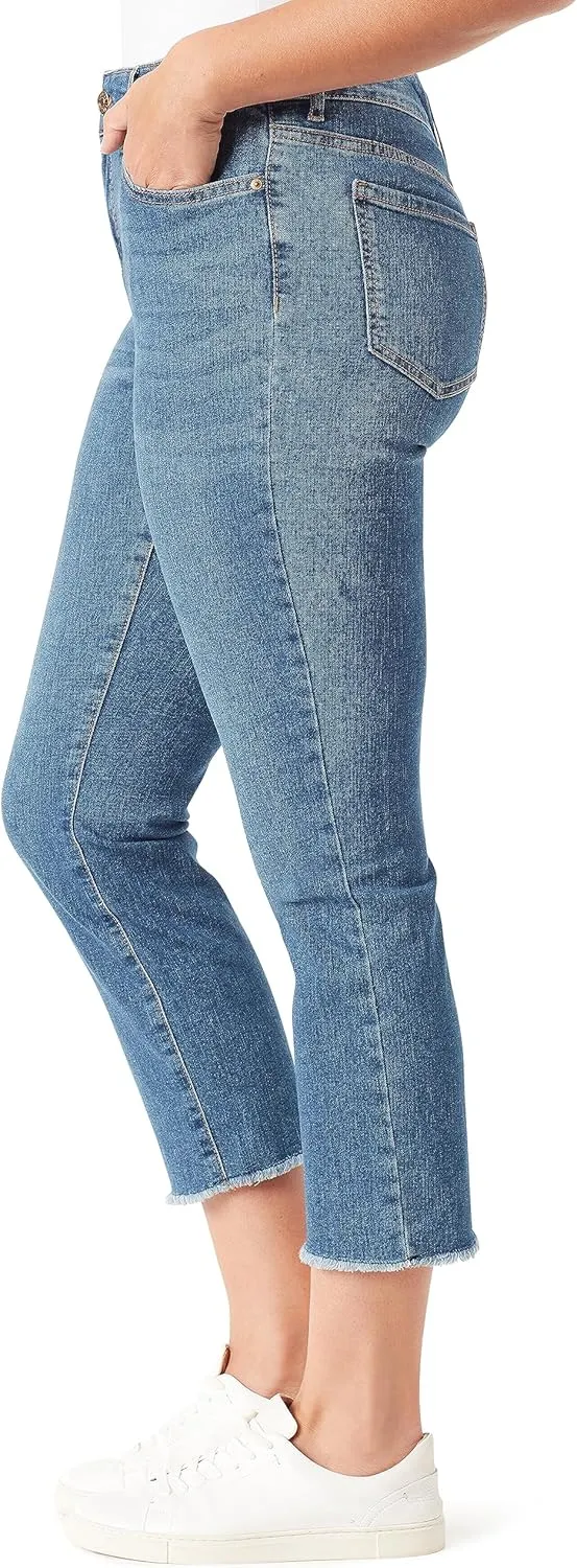 Vintage America Blues Women's Petite Boho Slim Stretch Denim Capri