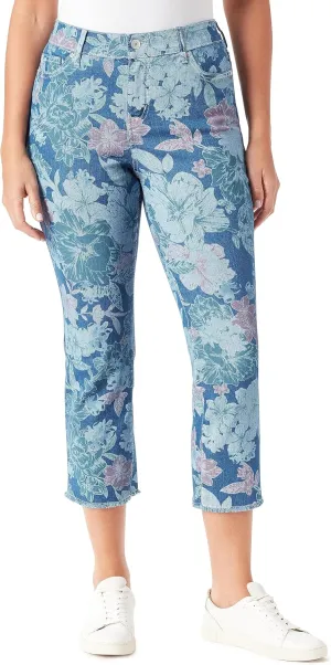 Vintage America Blues Women's Petite Boho Slim Stretch Denim Capri