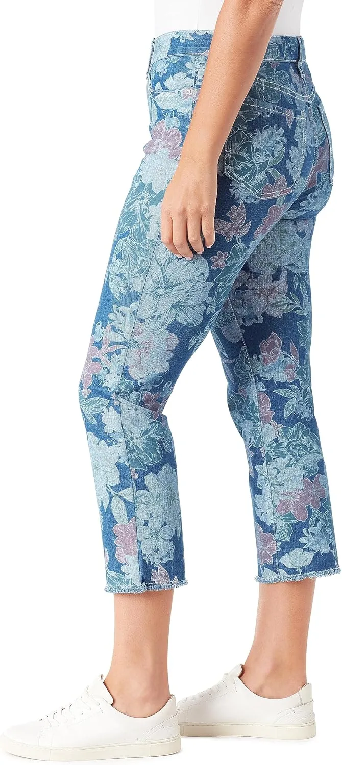 Vintage America Blues Women's Petite Boho Slim Stretch Denim Capri
