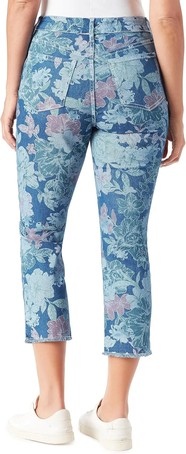 Vintage America Blues Women's Petite Boho Slim Stretch Denim Capri