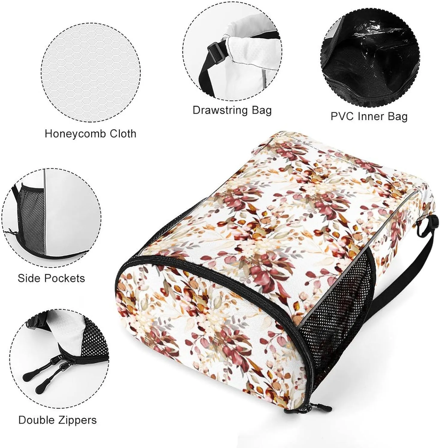 Watercolor Fall Rustic Gum Eucalyptus Sports Backpack with Large Mouth Design And Dry Wet Separation for Unisex
