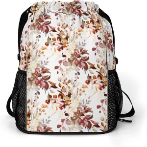 Watercolor Fall Rustic Gum Eucalyptus Sports Backpack with Large Mouth Design And Dry Wet Separation for Unisex
