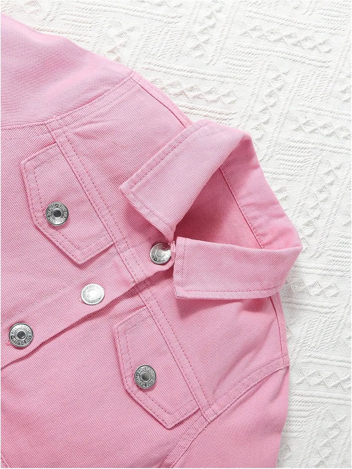 WDIRARA Girl's 2 Piece Outfits Button Front Long Sleeve Denim Jacket and A Line Skirt Set