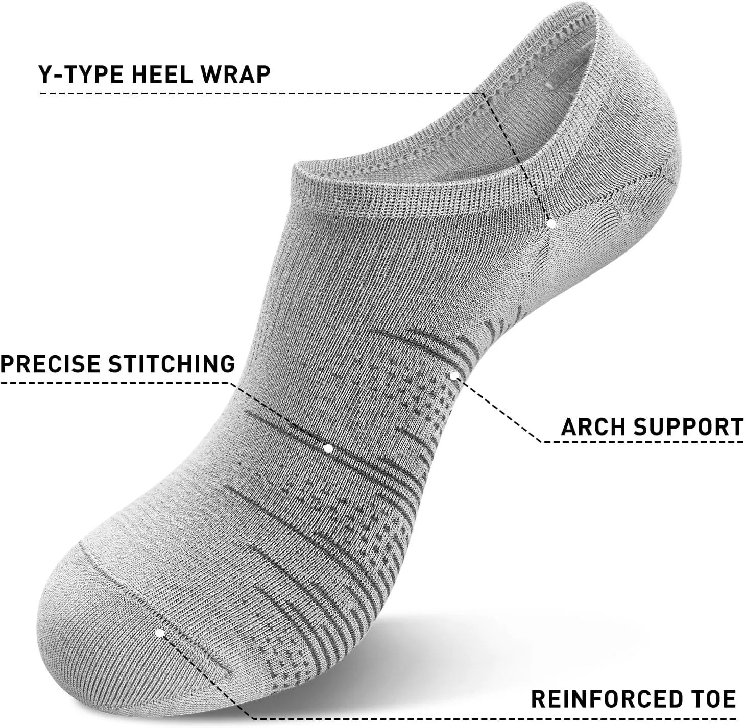 wernies No Show Socks Men 10 Pairs Ankle Low Cut Cotton Men Socks with Non Slip Grips 6-10/11-13