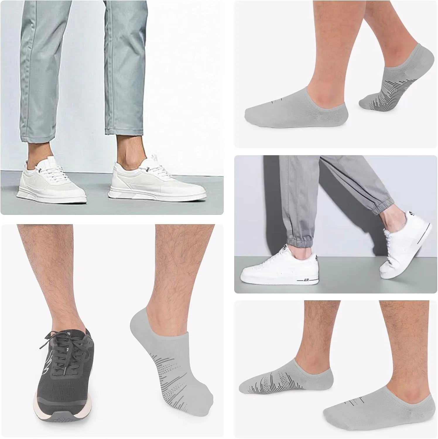 wernies No Show Socks Men 10 Pairs Ankle Low Cut Cotton Men Socks with Non Slip Grips 6-10/11-13