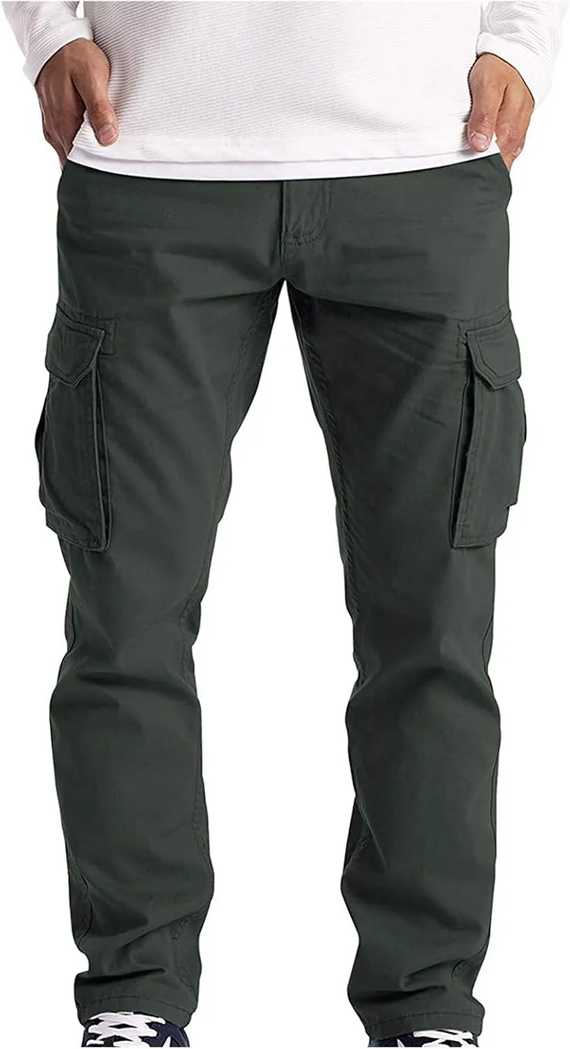 Wide Leg Hiking Pants for Men Zip Up Stretch Lightweight Outdoor Cargo Pants Multi Pockets Relaxed Fit Casual Sweatpants