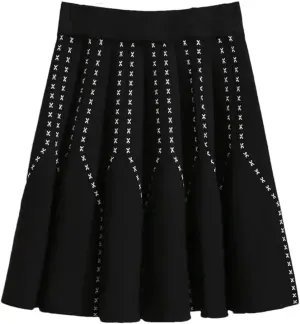 Women Pleated Knitted Mini Skirts Autumn Winter Elastic Waist Vintage Harajuku Sexy Skirt