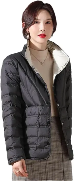 Women Puffer Jacket White Duck Down Ultra Lightweight Parkas Short Coat