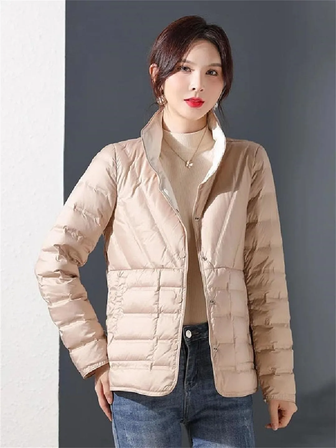 Women Puffer Jacket White Duck Down Ultra Lightweight Parkas Short Coat
