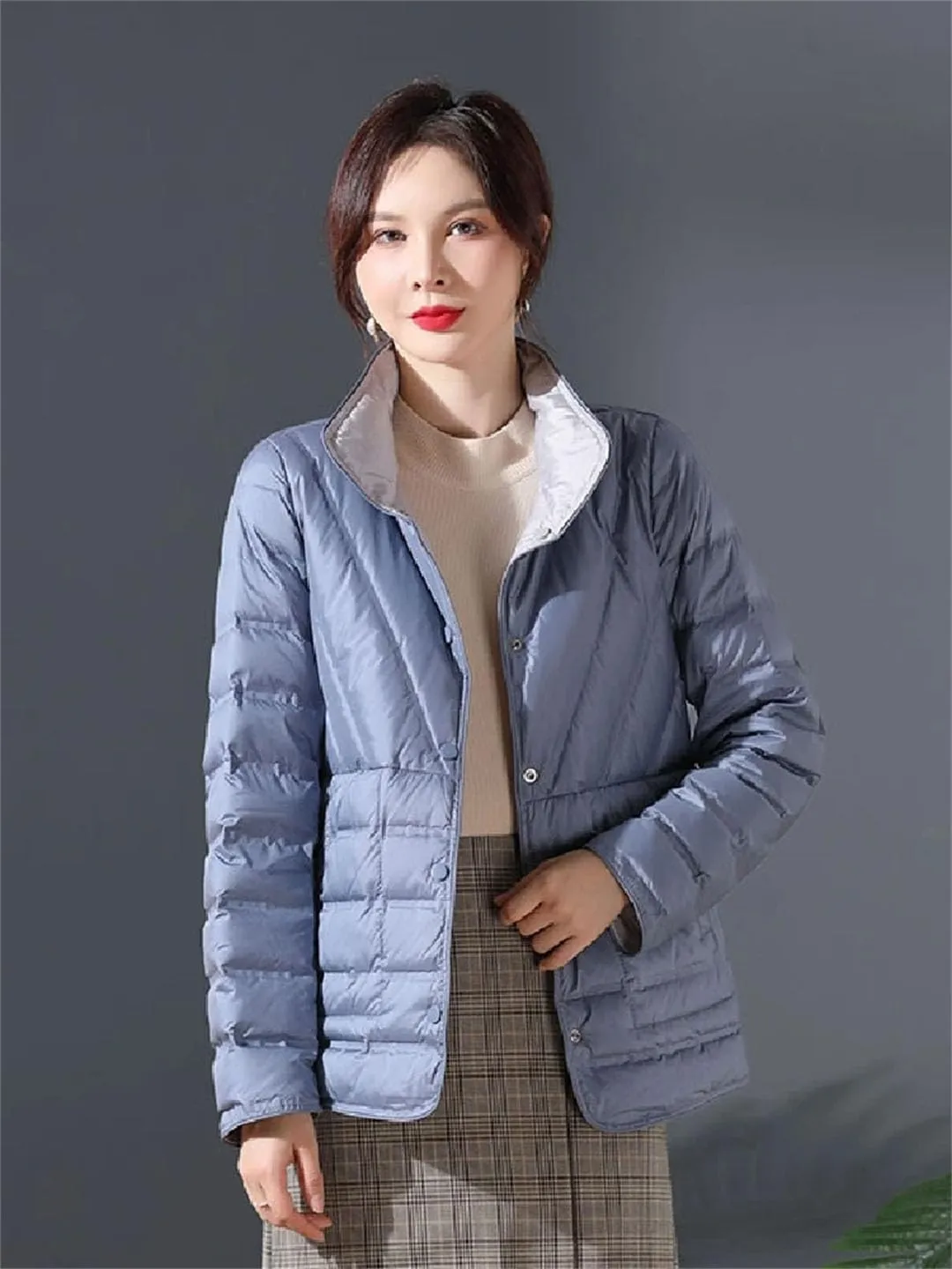 Women Puffer Jacket White Duck Down Ultra Lightweight Parkas Short Coat