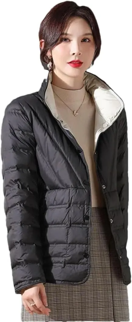 Women Puffer Jacket White Duck Down Ultra Lightweight Parkas Short Coat