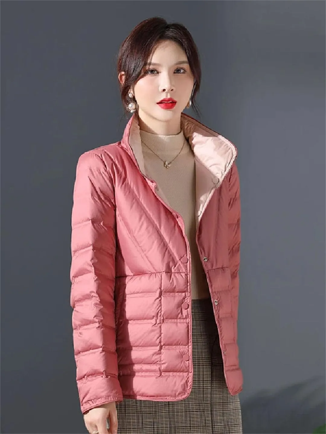 Women Puffer Jacket White Duck Down Ultra Lightweight Parkas Short Coat
