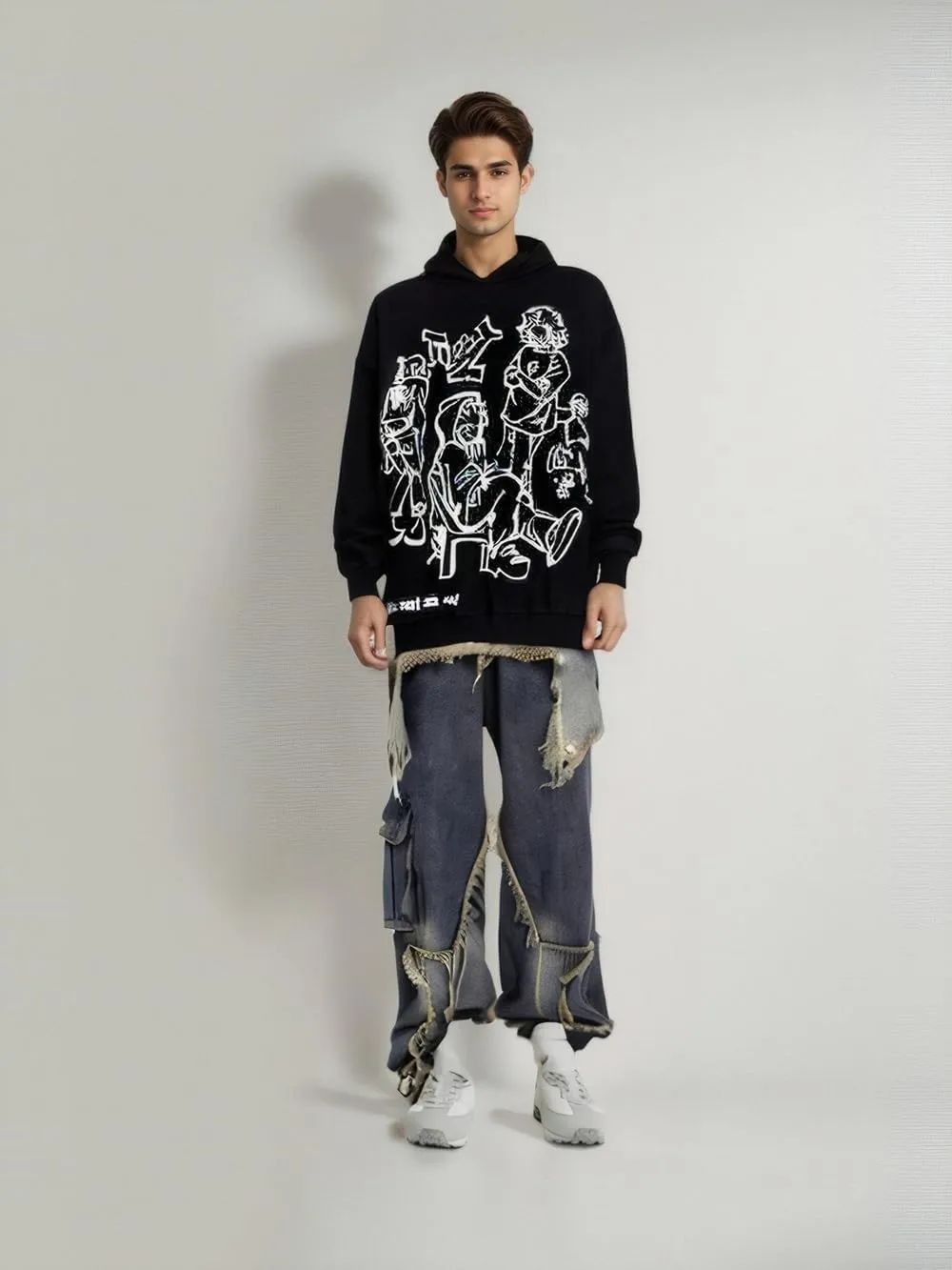 Women Rhinestone Graphic Hoodies Y2k Full Zip Up Jacket Men Gothic Oversized Aesthetic Hoodie Clothes Casual Sweatshirt
