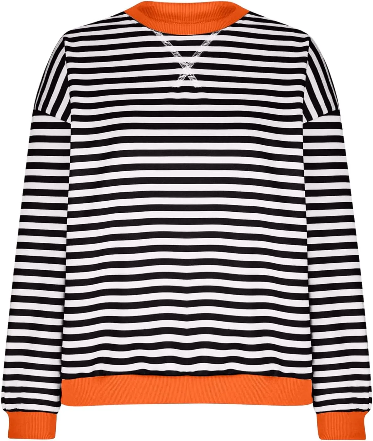 Women Sweatshir Striped Oversized Long Sleeve Crewneck Hoodies Shirt 2024 Fall Pullover Top Trendy Preppy Clothes