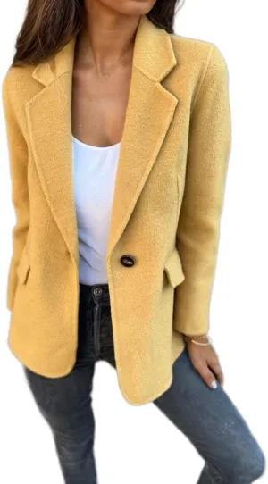 Women Wool Blend Shackets Jacket Lightweight Notched Lapel Open Front Tweed Blazer Pea Coats for Women 2024