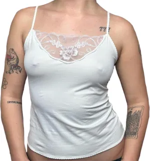 Women Y2K Lace Patchwork Camisole Vintage Slim Fit Backless Sleeveless V Neck Tank Crop Top Aesthetic Summer Streetwear