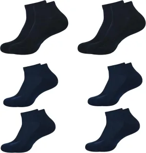 Women's Ankle Socks,Pack of 6, Color - 2 Black, 4 Navy Blue, Size - 6 to 9, Running Athletic Cotton Loafers Shoes Casual Wear|Sports Gym Active Everyday Sock