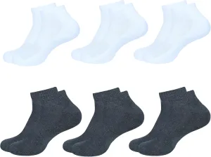 Women's Ankle Socks,Pack of 6, Color - 3 White, 3 Dark Grey, Size - 6 to 9, Running Athletic Cotton Loafers Shoes Casual Wear|Sports Gym Active Everyday Sock