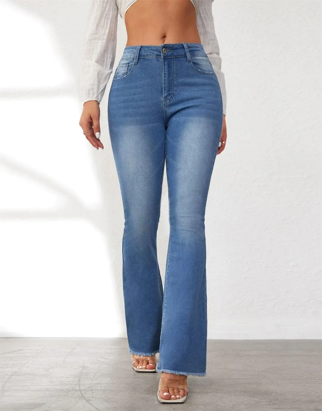 Women's Jeans Loose Mid Waist Boyfriend Style Vintage Stretch Straight Jeans