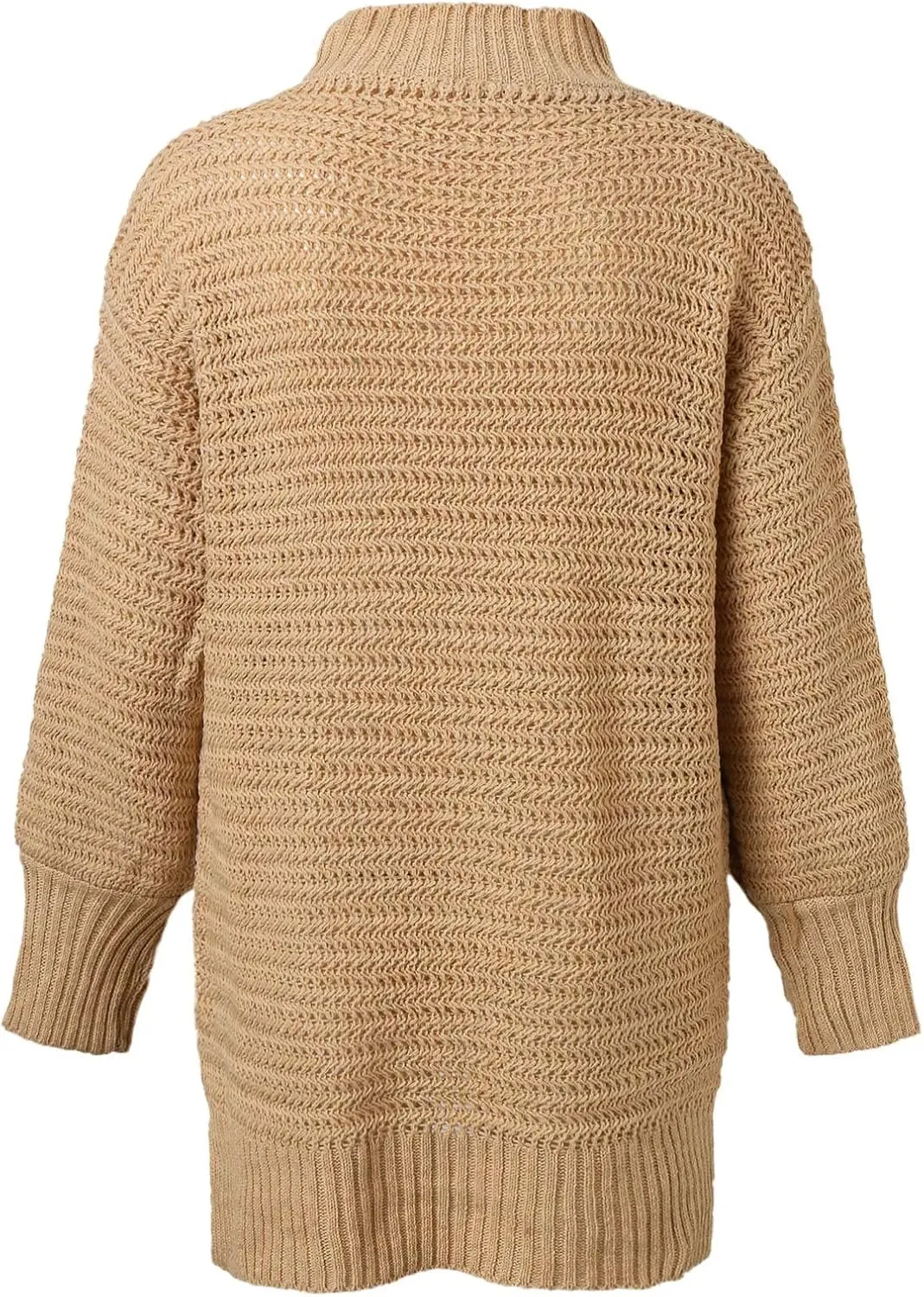 Women's Mock Turtleneck Oversize Chunky Knit Side Split Solid Color Long Sleeve Casual Sweater