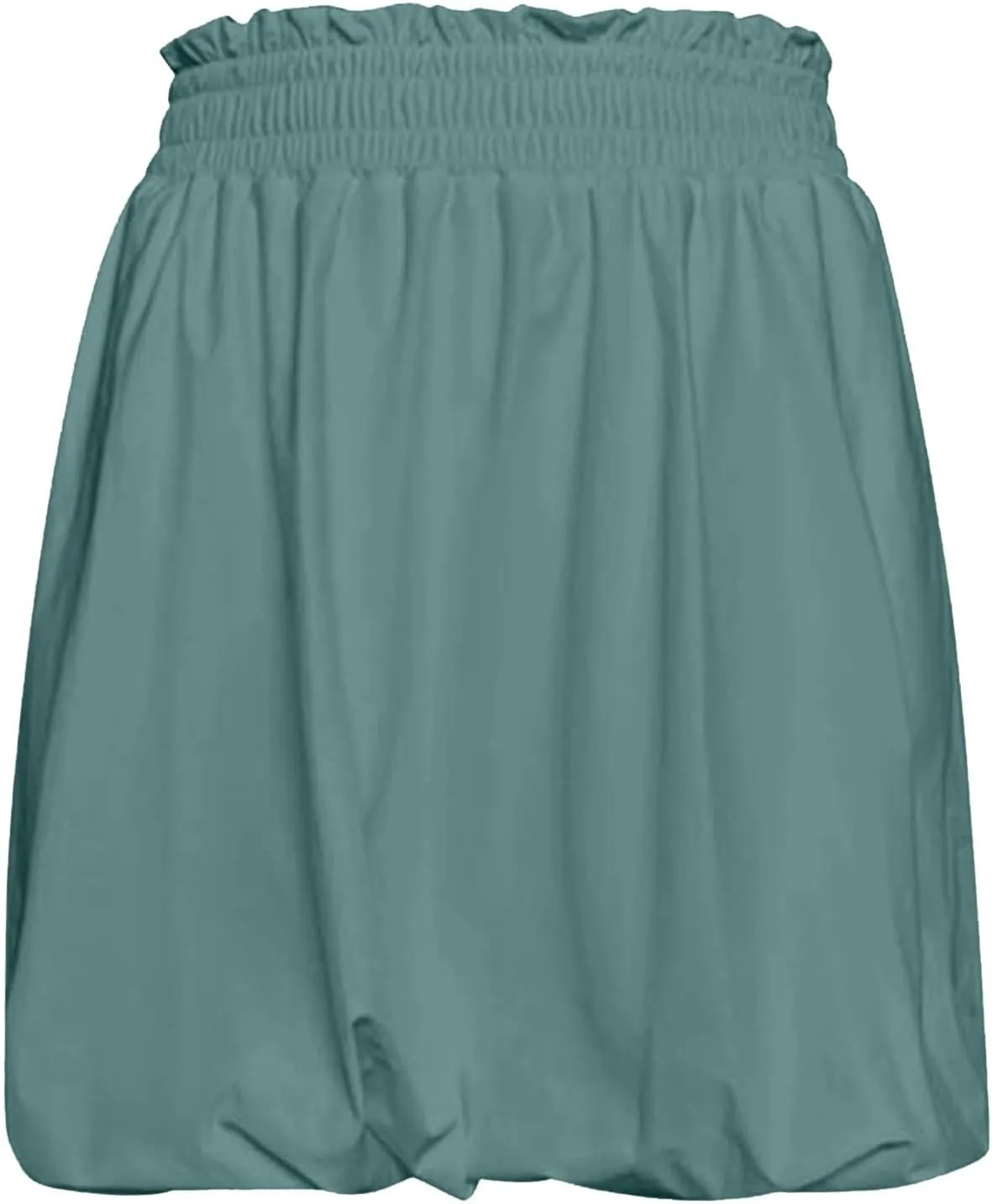 Women's Pleated Bubble Skirt Elastic Waist Puffy A Line Mini Skater Skirts Y2K Flared Balloon Skirt