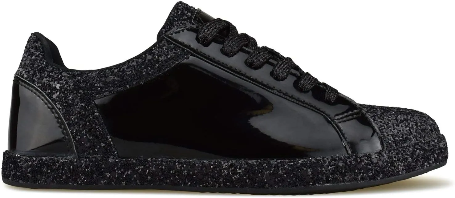 Womens Sneaker Flats Fashion Sneaker Glitter Metallic Lace Up Sparkle Slip On Street Casual Running Shoes