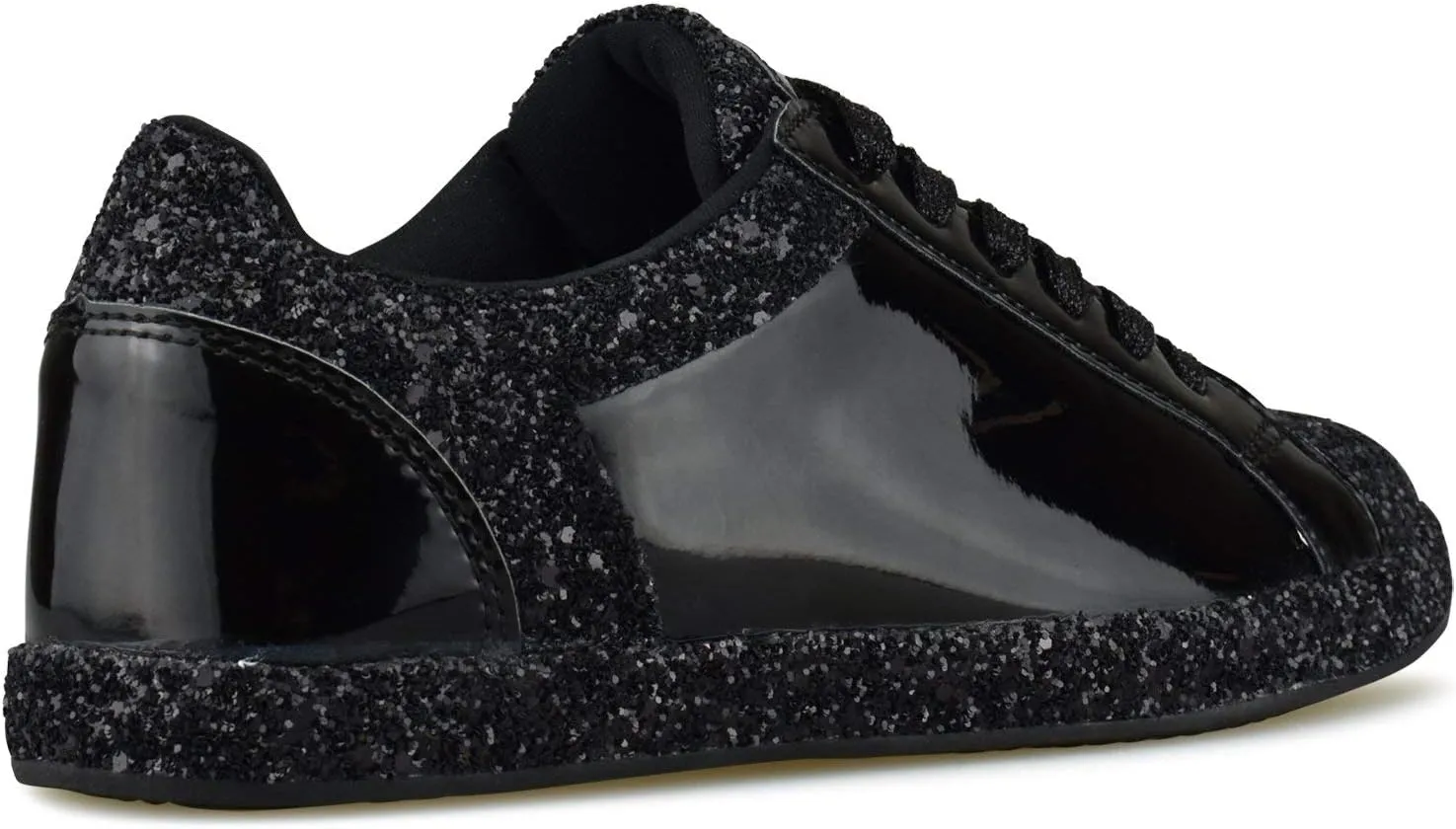 Womens Sneaker Flats Fashion Sneaker Glitter Metallic Lace Up Sparkle Slip On Street Casual Running Shoes