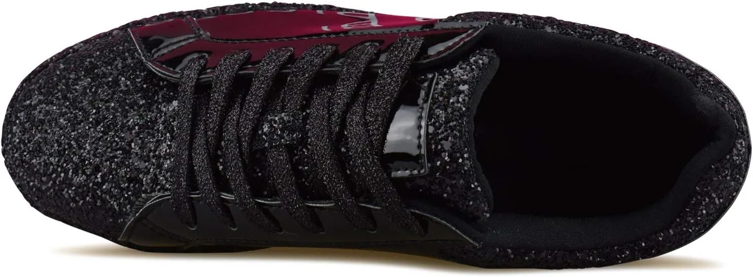Womens Sneaker Flats Fashion Sneaker Glitter Metallic Lace Up Sparkle Slip On Street Casual Running Shoes