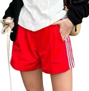Women's Striped Running Shorts Casual Elastic High Waisted Wide Leg Sweat Shorts Lounge Workout Mini Leggings Pants