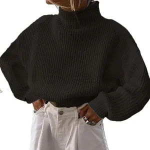 Women's Turtleneck Sweater Long Sleeve Oversized Ribbed Knit Pullover Sweater Jumper Top