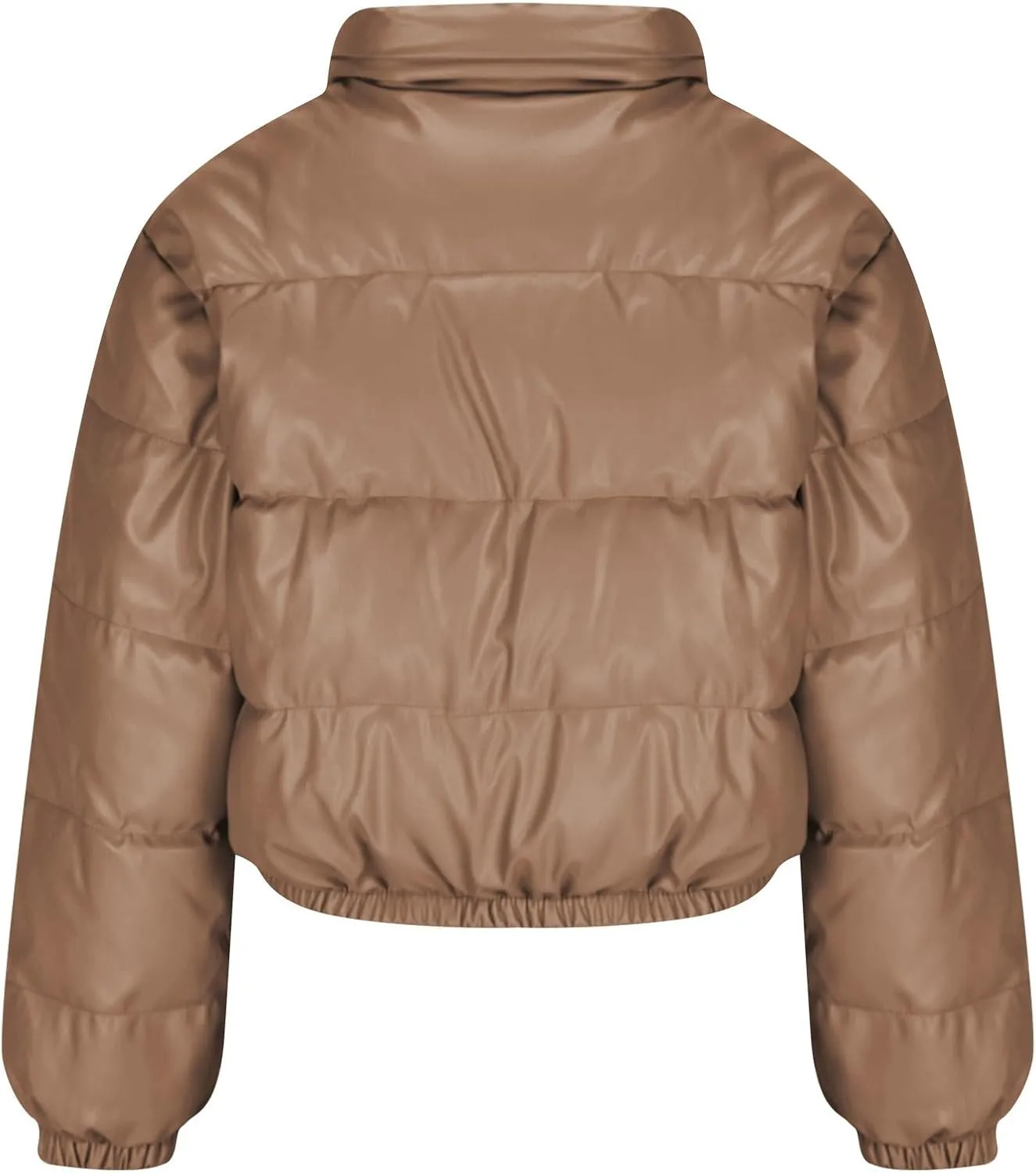 Womens Winter Cropped Puffer Jackets Trendy Zip up Long Sleeve Fluffy down Coats Casual Lightweight Cute Warm Outwear