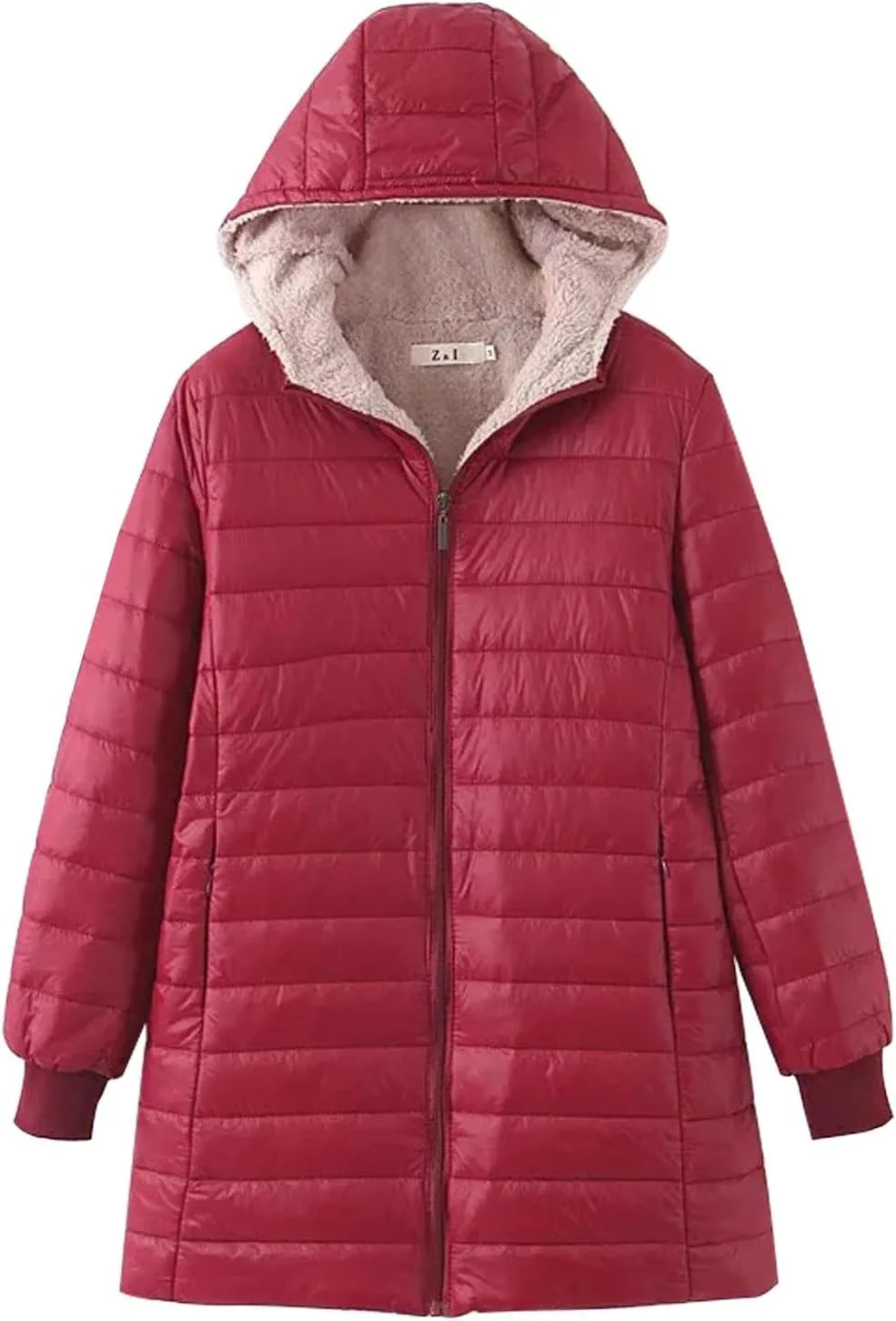 Women's Winter Down Jacket Solid Thicken Hooded Puffer Long Sleeve Jackets Warm Quilted Coats Trendy Outfits