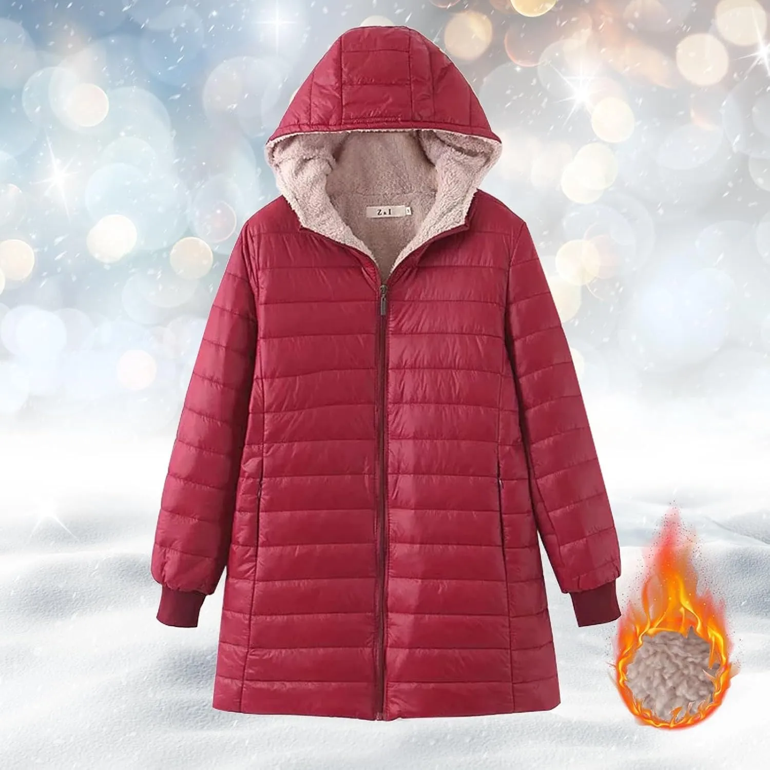 Women's Winter Down Jacket Solid Thicken Hooded Puffer Long Sleeve Jackets Warm Quilted Coats Trendy Outfits