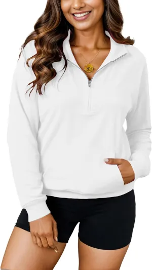 YeGine Womens Sweatshirt Oversized Quarter Zip Pullover Half Zip Long Sleeve Top